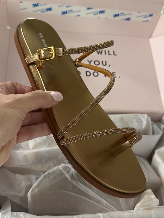 Birdies Shoes - Birdies Gold Strappy Flat Sandals
